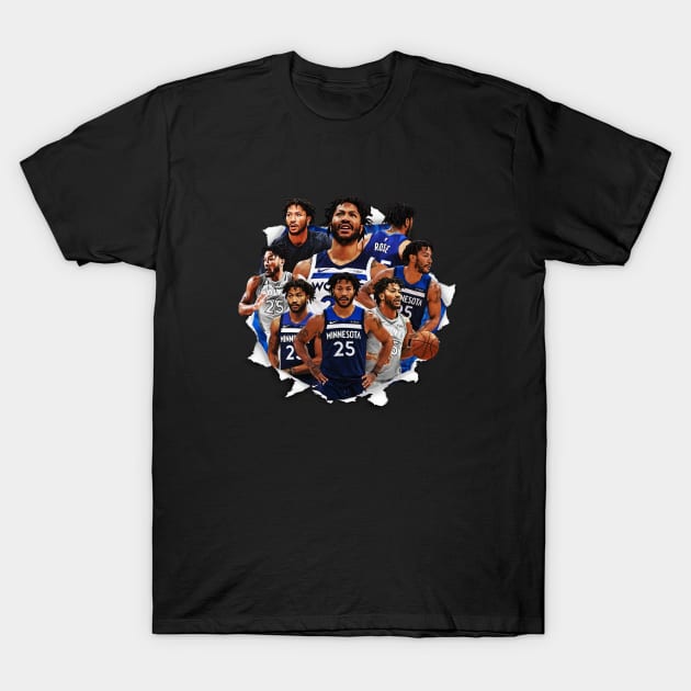 Derrick Rose Timberwolves Collage T-Shirt by hesxjohnpaul